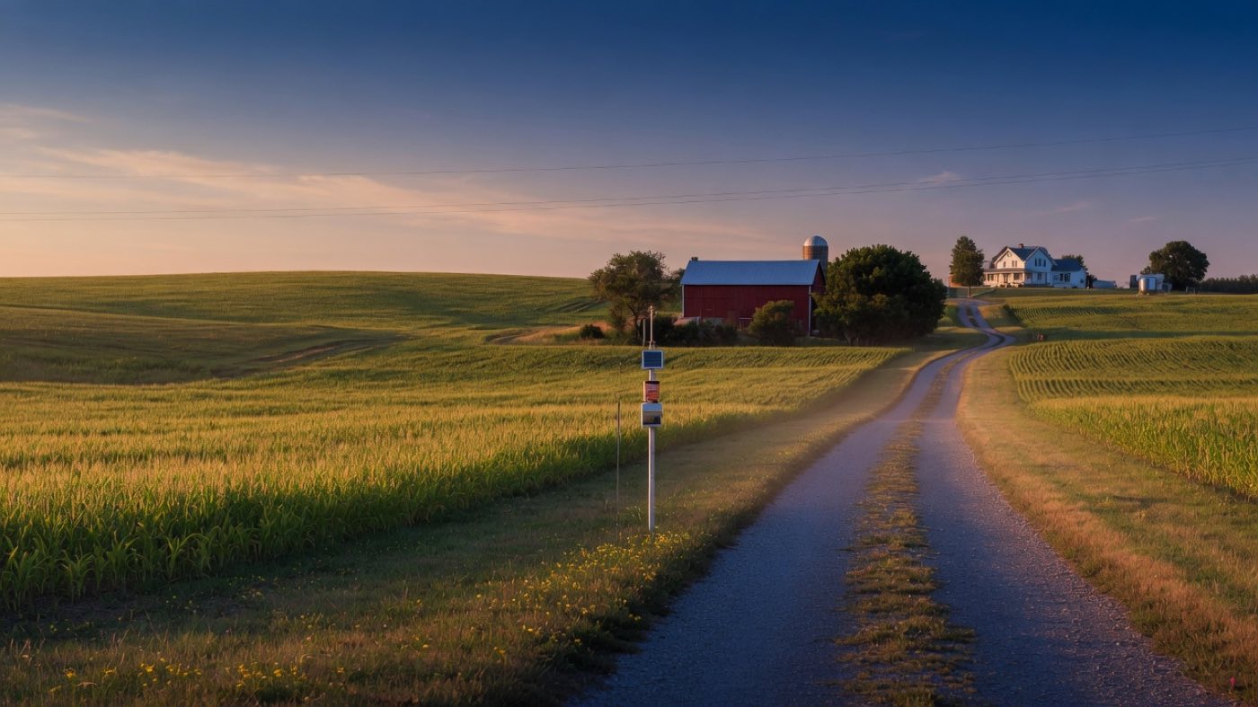 Indiana farmland at golden hour